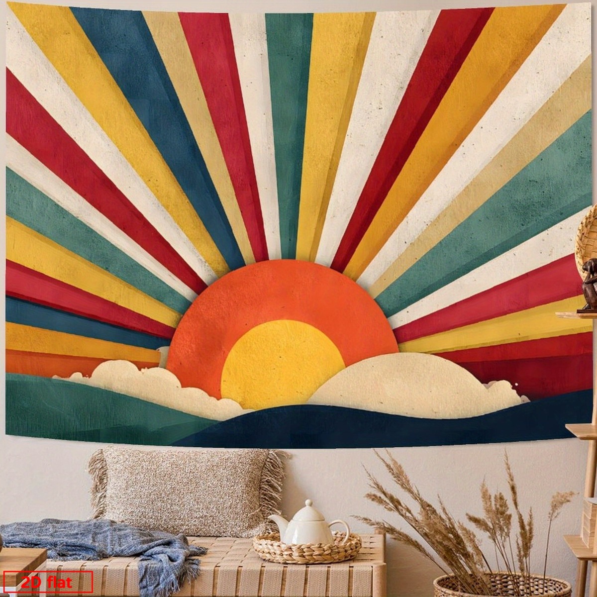 Sunrise Home Textiles & Apparel - Boho Sunburst Retro Tapestry Wall Hanging